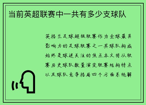 当前英超联赛中一共有多少支球队